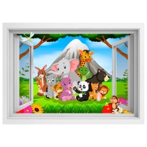 Ventanas 3d infantiles animales en la selva